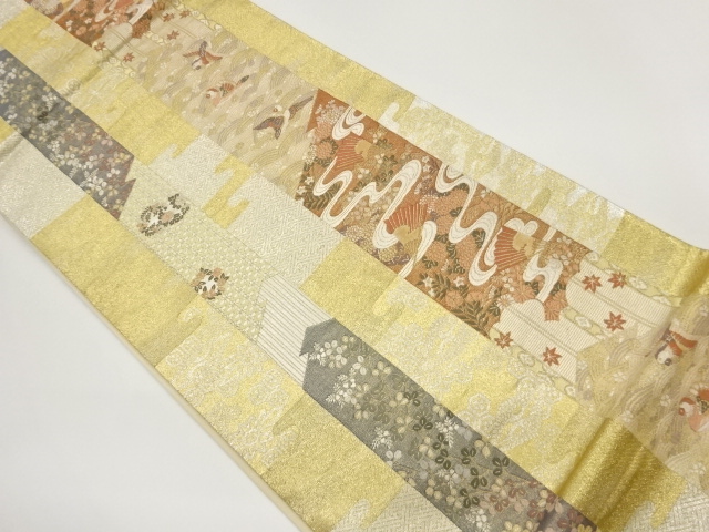 JAPANESE FUKURO OBI / WOVEN FLORAL PLANTS